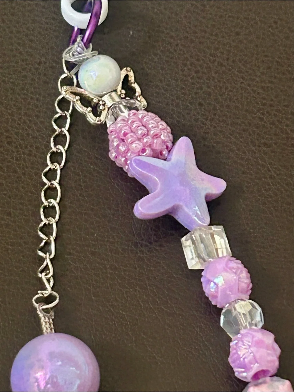 Purple Celestial Star Beaded Charm Keychain